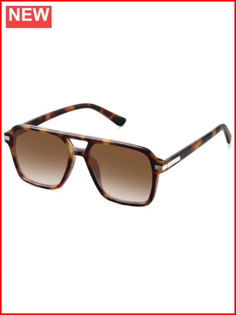 Retro Square Aviator Sunglasses Double Bridge Unisex Trendy 70s 80s 90s Shades